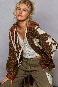 POL– Peace & Star Patch Terry Hoodie Jacket