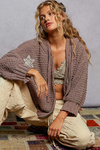Load image into Gallery viewer, POL Chenille Balloon Sleeve Hoodie with Flower Patches

