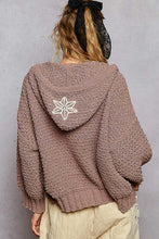 Load image into Gallery viewer, POL Chenille Balloon Sleeve Hoodie with Flower Patches
