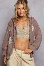 Load image into Gallery viewer, POL Chenille Balloon Sleeve Hoodie with Flower Patches
