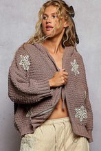 Load image into Gallery viewer, POL Chenille Balloon Sleeve Hoodie with Flower Patches
