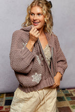 Load image into Gallery viewer, POL Chenille Balloon Sleeve Hoodie with Flower Patches
