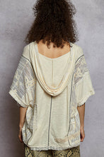 Load image into Gallery viewer, POL Lace V-Neck Hoodie Top – Relaxed Neutral Rib with Lace Detail
