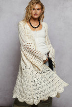 Load image into Gallery viewer, POL Chenille Crochet Long Cardigan – 100% Cotton Boho Layering Piece
