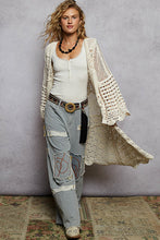 Load image into Gallery viewer, POL Chenille Crochet Long Cardigan – 100% Cotton Boho Layering Piece
