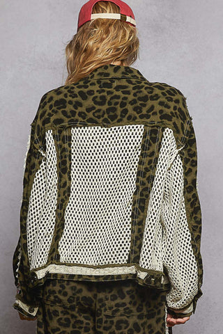 POL Leopard Crochet Patchwork Jacket | 100% Cotton
