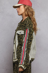 POL Leopard Crochet Patchwork Jacket | 100% Cotton