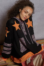 Load image into Gallery viewer, POL Paisley Patch Thermal Hoodie – Relaxed Balloon Sleeve
