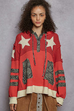 Load image into Gallery viewer, POL Paisley Patch Thermal Hoodie – Relaxed Balloon Sleeve
