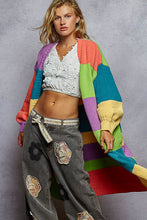 Load image into Gallery viewer, POL Maxi Length, Balloon Sleeve, Color Block Cardigan
