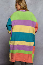 Load image into Gallery viewer, POL Maxi Length, Balloon Sleeve, Color Block Cardigan
