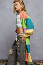 Load image into Gallery viewer, POL Maxi Length, Balloon Sleeve, Color Block Cardigan
