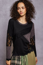 Load image into Gallery viewer, POL Lace Trim Olive Thermal Top – Boutique Long Sleeve Rib Mix
