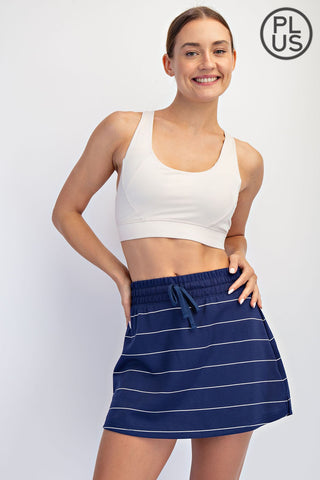 Rae Mode - Smokey Navy/Cream Modal Scuba Stripe Skort