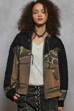 Load image into Gallery viewer, POL Quilted Camo Hoodie Jacket – Edgy Mixed Media Style
