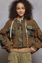 Load image into Gallery viewer, POL - Hooded Balloon Sleeve Thermal Top – Plaid Contrast
