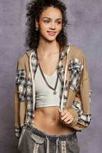 Load image into Gallery viewer, POL - Hooded Balloon Sleeve Thermal Top – Plaid Contrast
