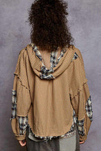 Load image into Gallery viewer, POL - Hooded Balloon Sleeve Thermal Top – Plaid Contrast

