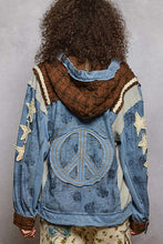 Load image into Gallery viewer, POL– Peace &amp; Star Patch Terry Hoodie Jacket
