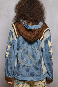 POL– Peace & Star Patch Terry Hoodie Jacket