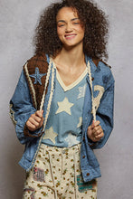Load image into Gallery viewer, POL– Peace &amp; Star Patch Terry Hoodie Jacket
