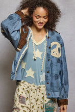 Load image into Gallery viewer, POL– Peace &amp; Star Patch Terry Hoodie Jacket
