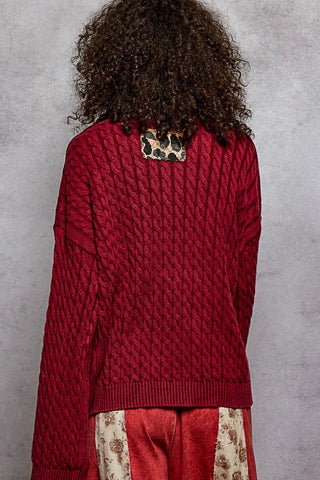 Pol - Oxblood Open Front Cardigan