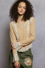 Load image into Gallery viewer, POL V-Neck Floral Patch Ribbed Top
