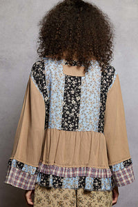 POL Ruffle Detail Woven Top – Boho Long Sleeve