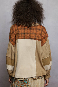 Pol Oversized Gauze Patchwork Top