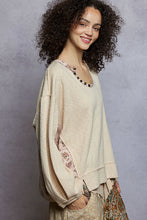 Load image into Gallery viewer, POL Oversized Ribbed Top with Floral Contrast
