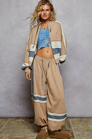 POL Latte Vintage Patchwork Jogger Pants – Balloon Fit - Latte