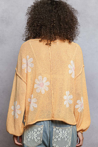 POL Sweater Top with Balloon Sleeve- Apricot