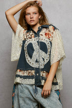 Load image into Gallery viewer, JAN26 ARRAY POL Short Sleeve Jacket Top- Navy Multi
