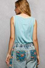 Load image into Gallery viewer, POL V-Neck Textured Rib Tank - Water Blue
