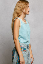 Load image into Gallery viewer, POL V-Neck Textured Rib Tank - Water Blue
