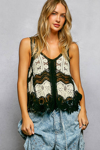 POL Sleeveless Tank with Scalloped Edge