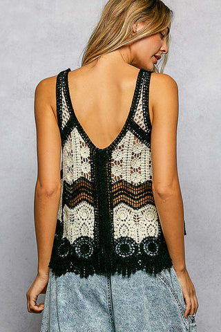 POL Sleeveless Tank with Scalloped Edge