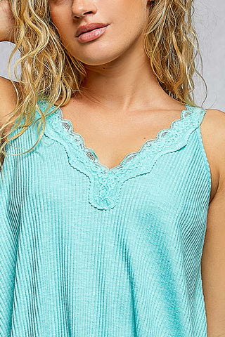 POL V-Neck Sleeveless Tank -Aqua Blue