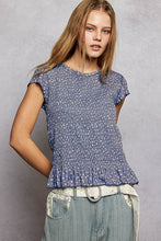 Load image into Gallery viewer, POL Round neck, slim fit top with smocked detail body- Cornflower Blue
