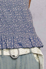 Load image into Gallery viewer, POL Round neck, slim fit top with smocked detail body- Cornflower Blue
