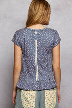 Load image into Gallery viewer, POL Round neck, slim fit top with smocked detail body- Cornflower Blue
