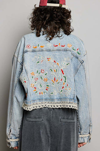 POL - Relaxed Fit Cropped Denim Jacket