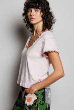 Load image into Gallery viewer, POL V-Neck Cotton Jersey Top- Soft Pink
