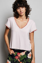 Load image into Gallery viewer, POL V-Neck Cotton Jersey Top- Soft Pink
