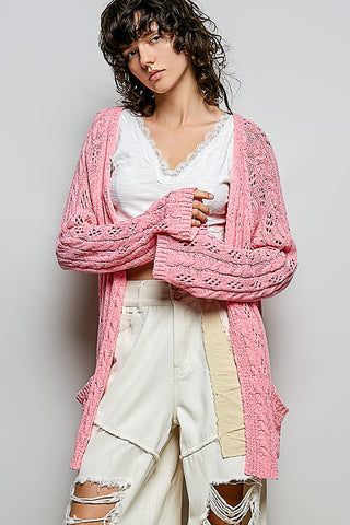 POL - Relax Fit Sweater Cardigan - Barbie Pink