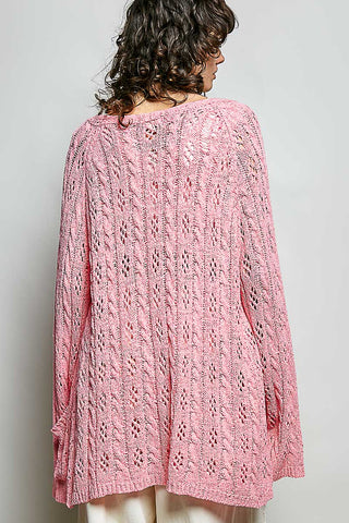 POL - Relax Fit Sweater Cardigan - Barbie Pink