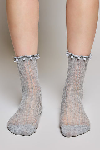 Knit Leg Warmers, Mid-Calf, Black/Gray/Cream