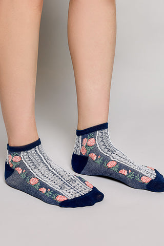 Pol  - Ribbed Crew Socks - Multi Floral