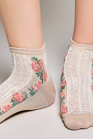 Pol  - Ribbed Crew Socks - Multi Floral
